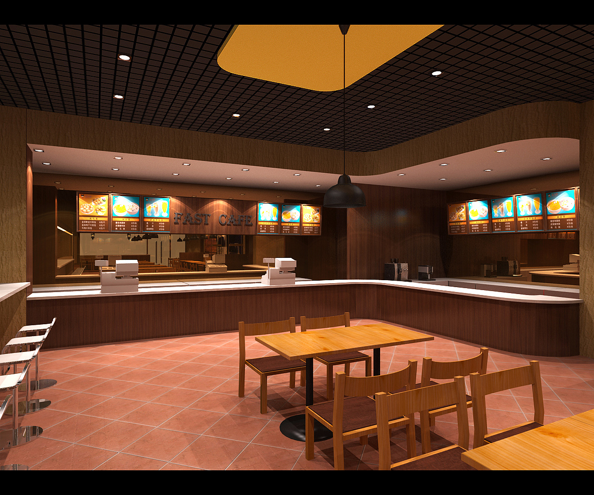 快餐厅设计 熊猫啵啵鱼米线粉丝店装修 众派思设计|空间|家装设计|设计之心129 - 原创作品 - 站酷 (ZCOOL)
