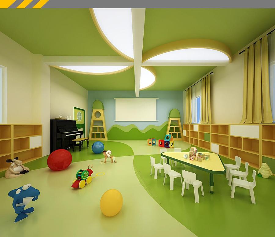 五颜六色的西安幼儿园装修设计图|室内设计|空