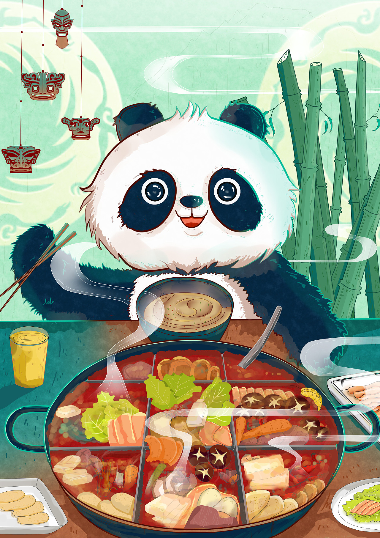 吃火锅的大熊猫       