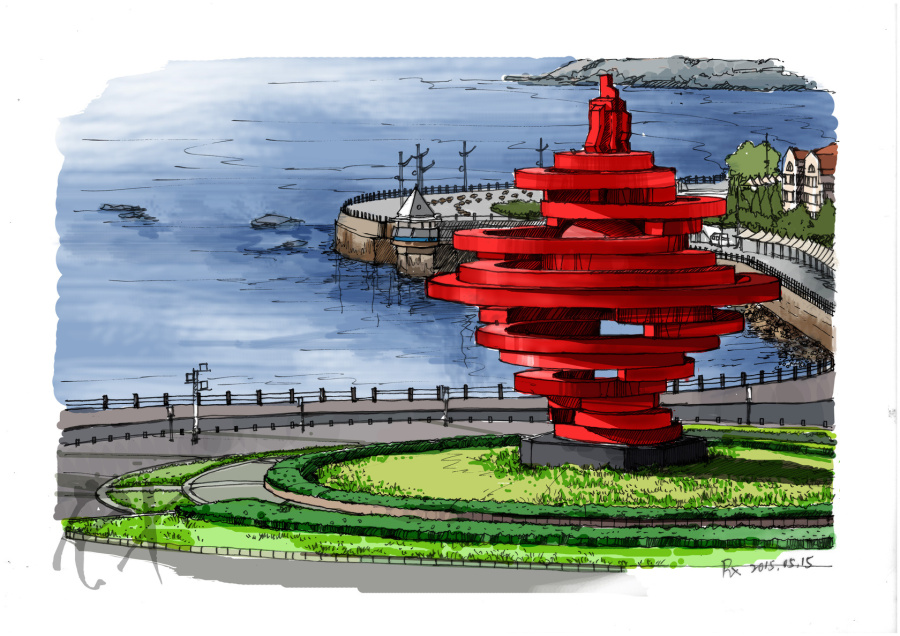 【手绘风景明信片】青岛五月的风|商业插画|插