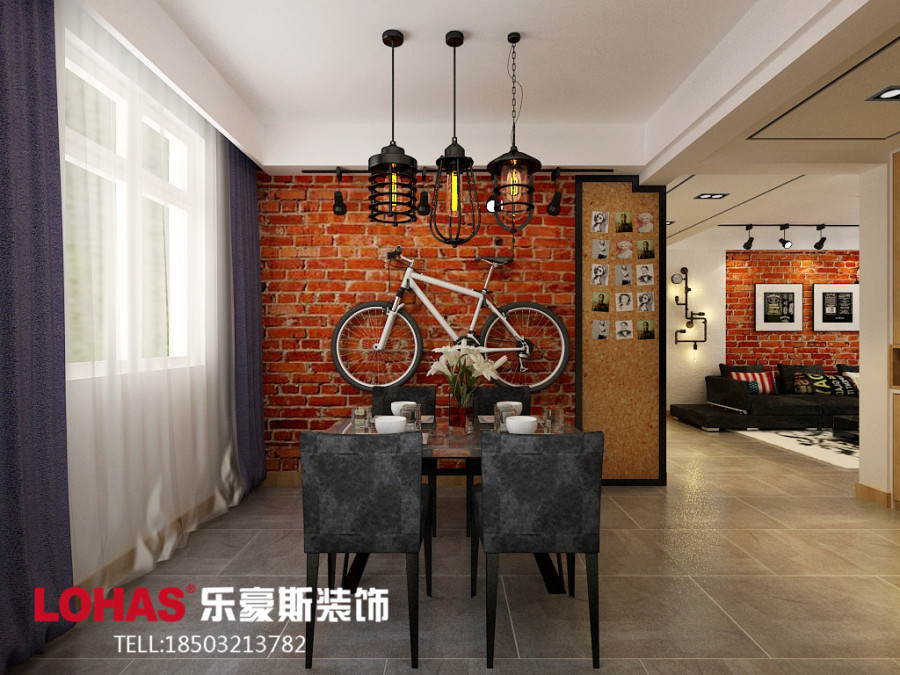 盛世御城B02户型工业风装修效果图|建筑设计|