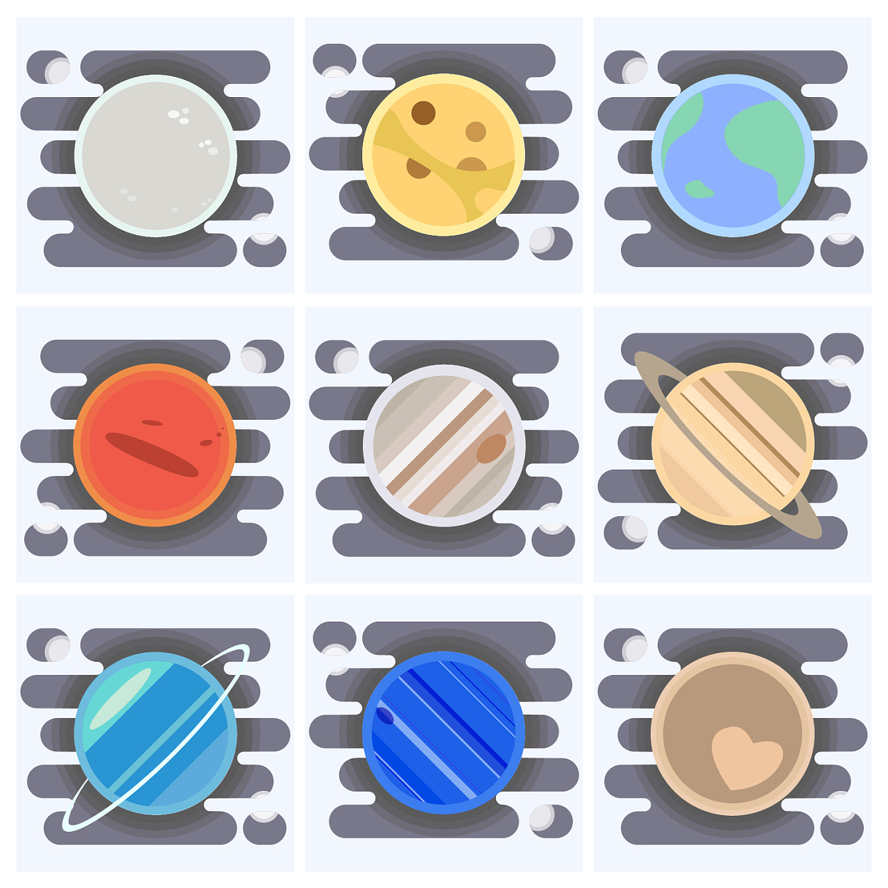 太阳系 行星 icon 九宫 冥王星 素材