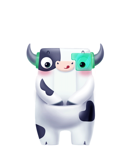 现代牧业鲜语牛奶吉祥物设计牛小嫩