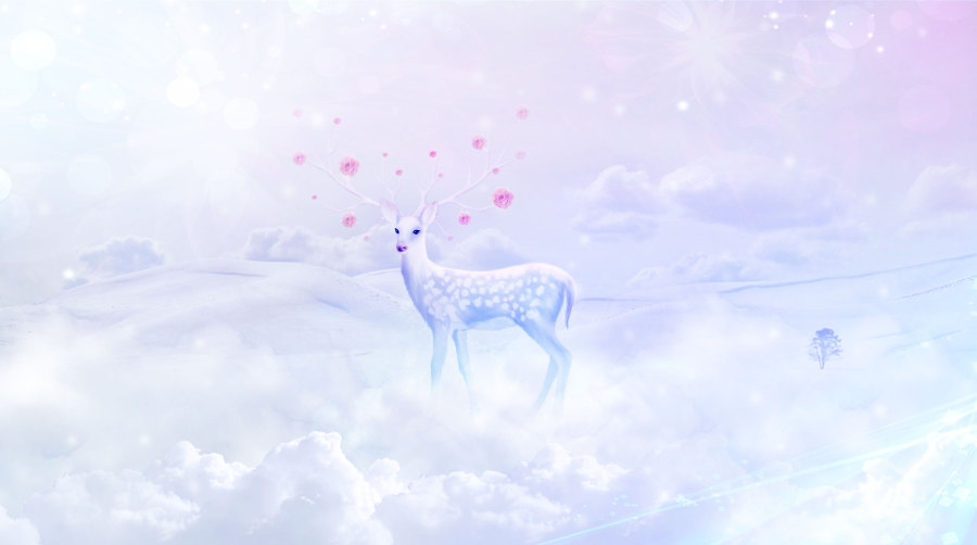 仙鹿合成过程|商业插画|插画|墨尔本蔷薇 - 原创