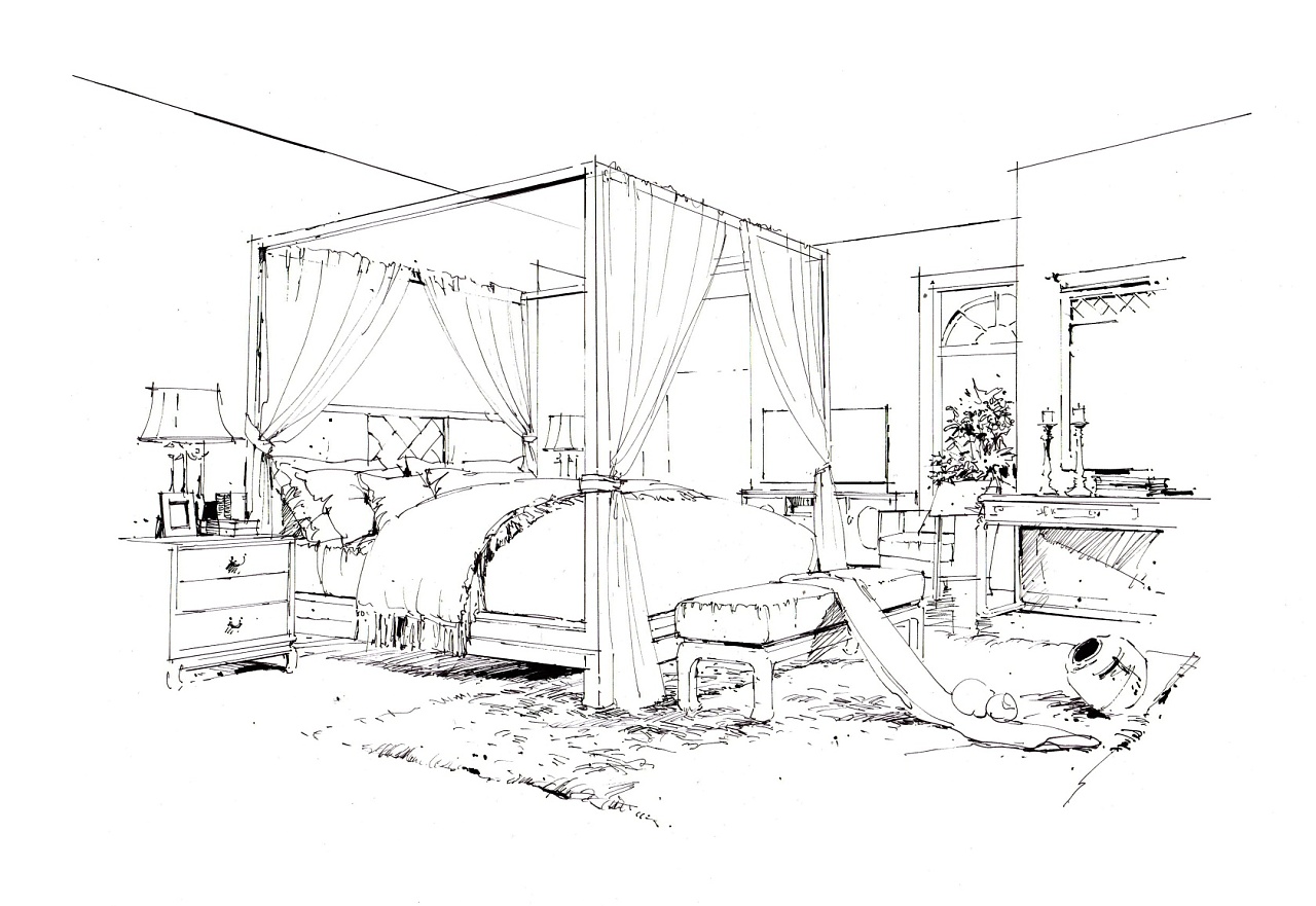 室内设计手绘作品分享(2)家装空间线稿