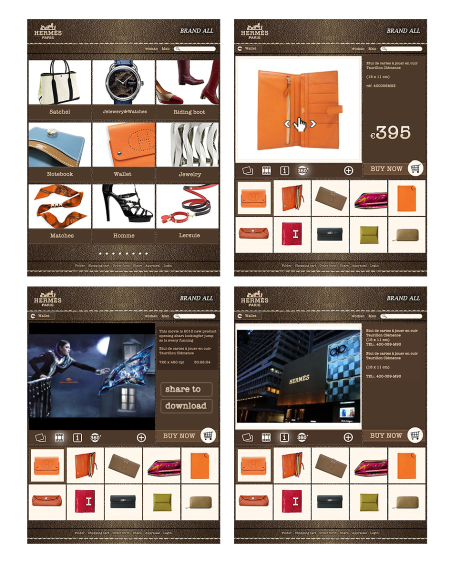 ipad-线上奢侈品皮具应用界面|移动设备主题\/A