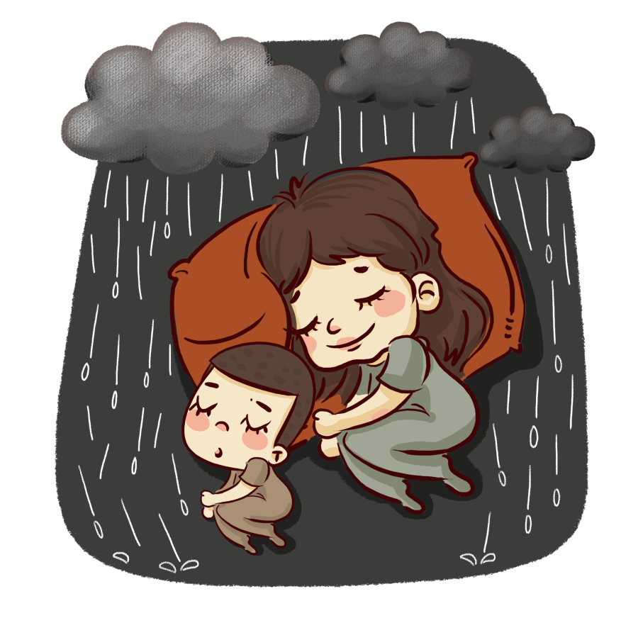 下雨天就适合睡觉|单幅漫画|动漫|丁阳 - 原创设