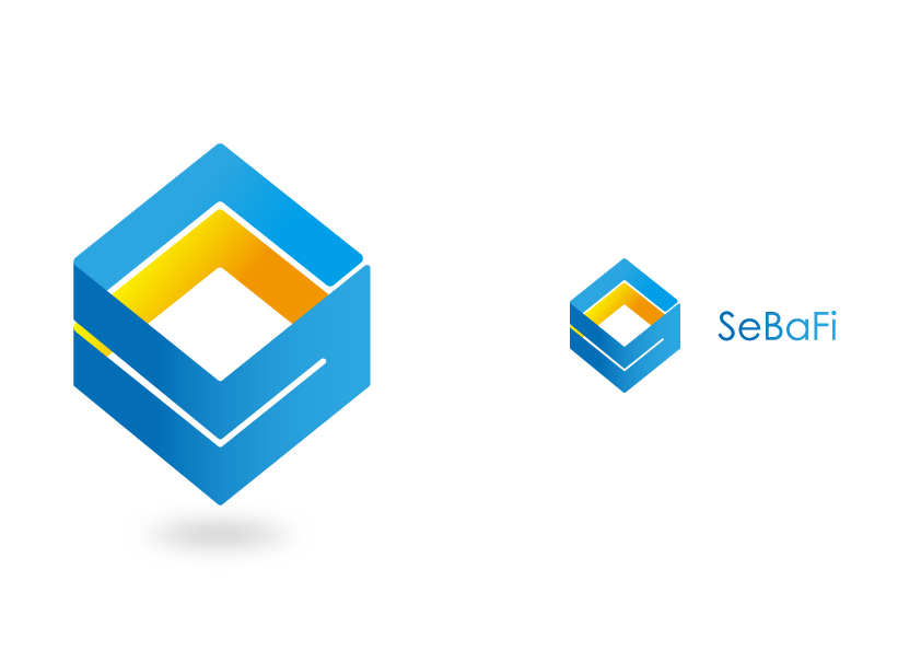 公司产品sebafi安全沙场logo设计,logo平面视角为六边形寓意盾牌代表