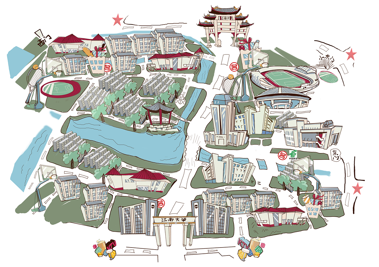 江南大学手绘地图