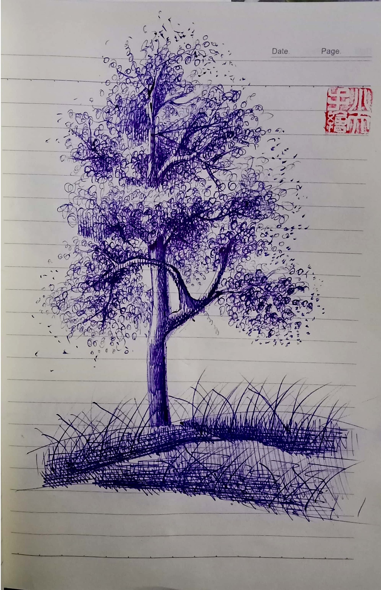 圆珠笔画树|纯艺术|绘画|小天手绘 - 原创作品 - 站酷