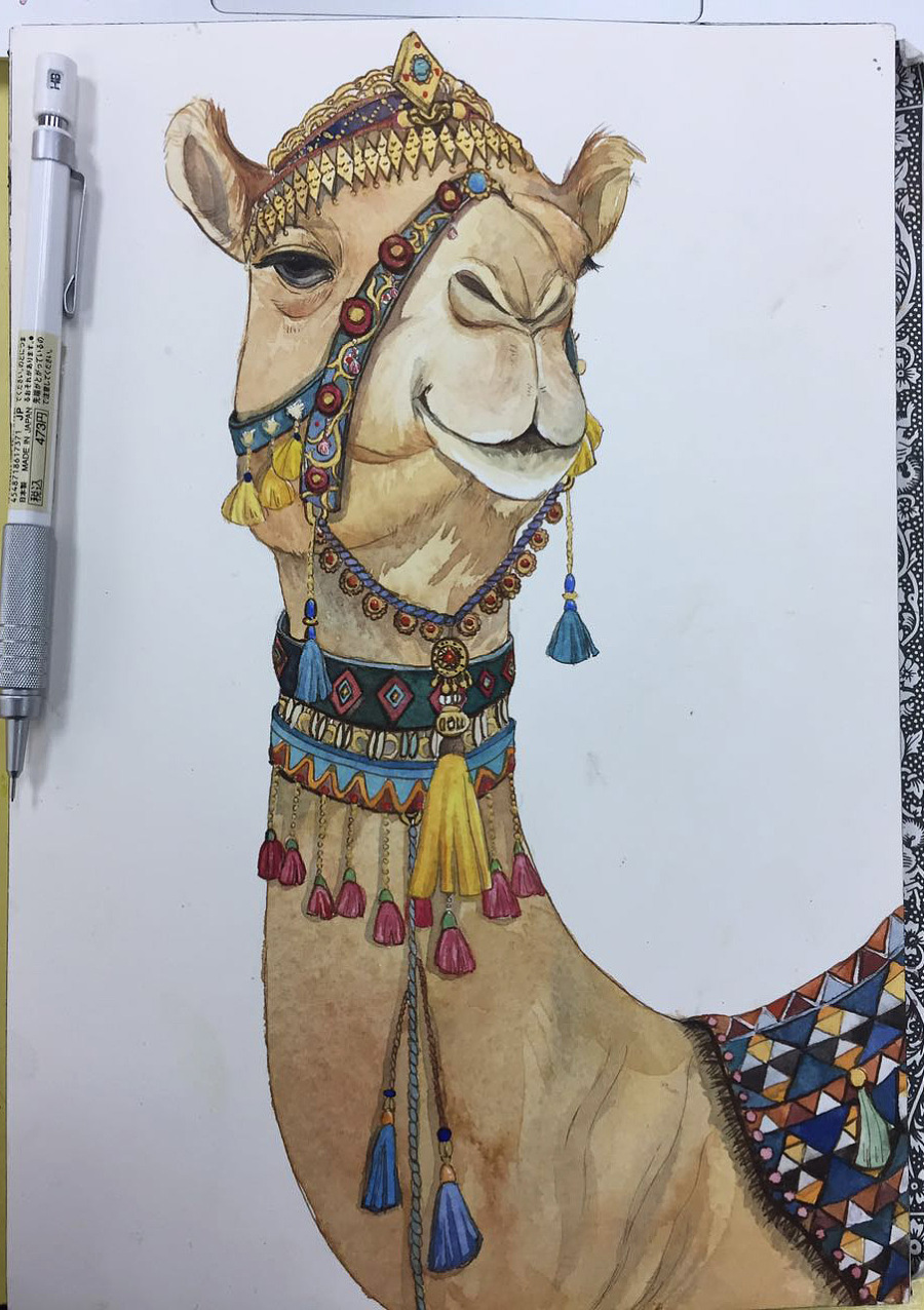 阿拉伯风情骆驼嘻嘻~|商业插画|插画|Rita小栗子