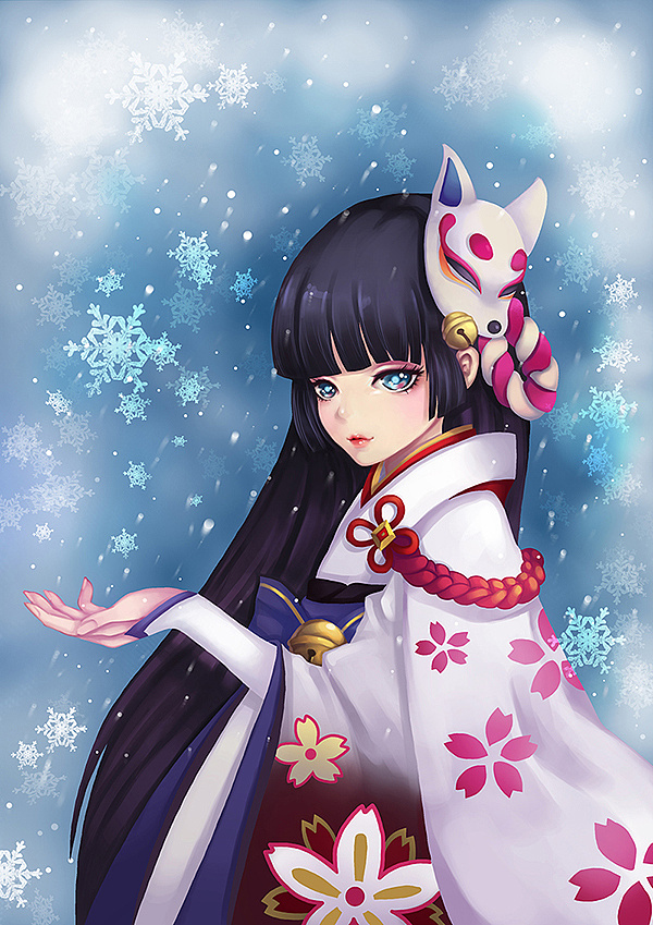 阴阳师-雪女|插画|游戏原画|MOMO小景 - 原创作品 - 站酷 (ZCOOL)