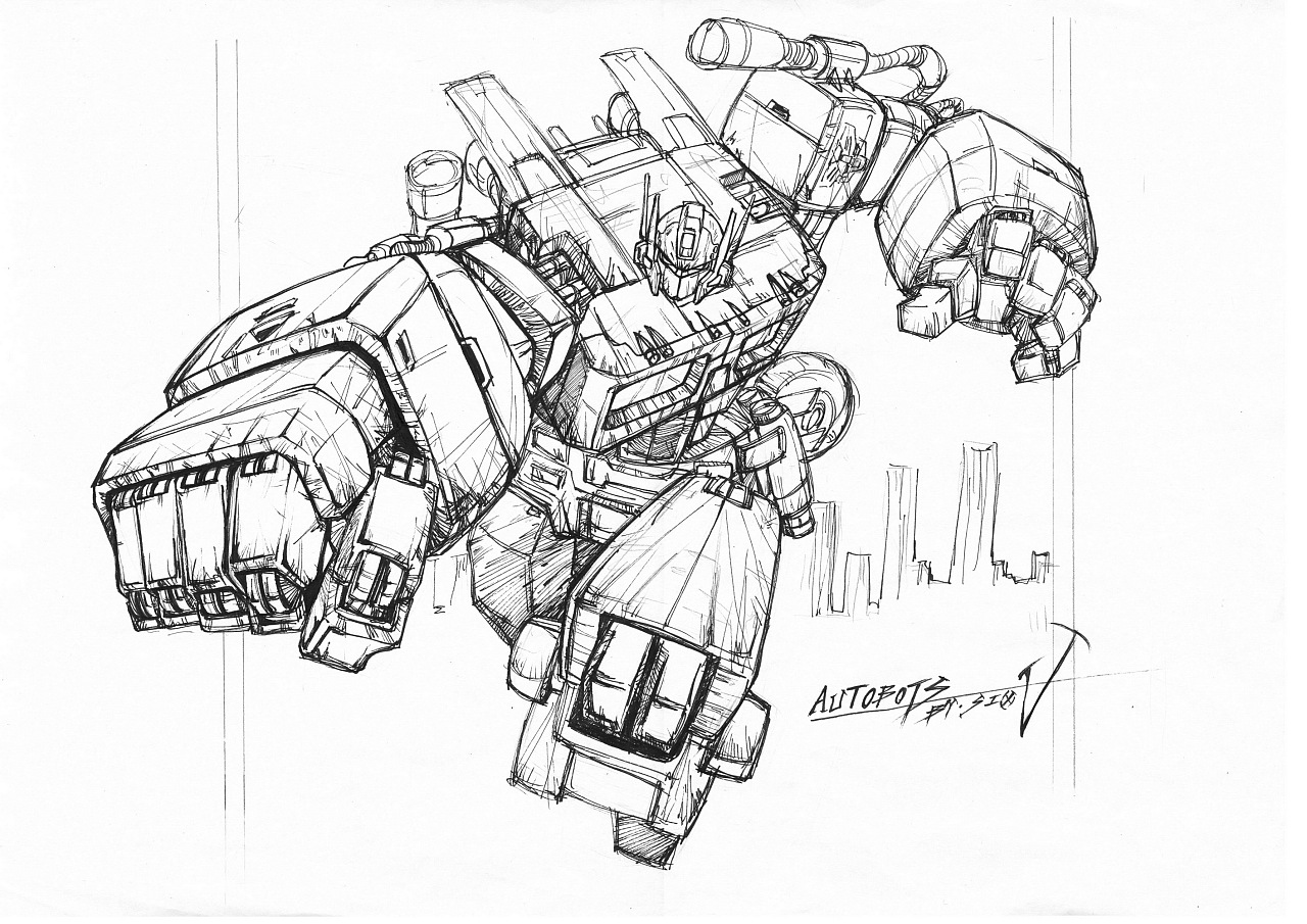 画擎天柱简笔画步骤