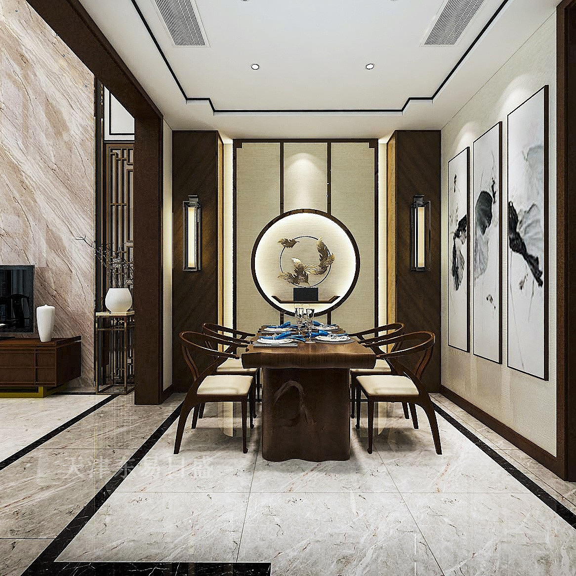 200平新中式风格别墅装修,柔和温馨,雅致大气