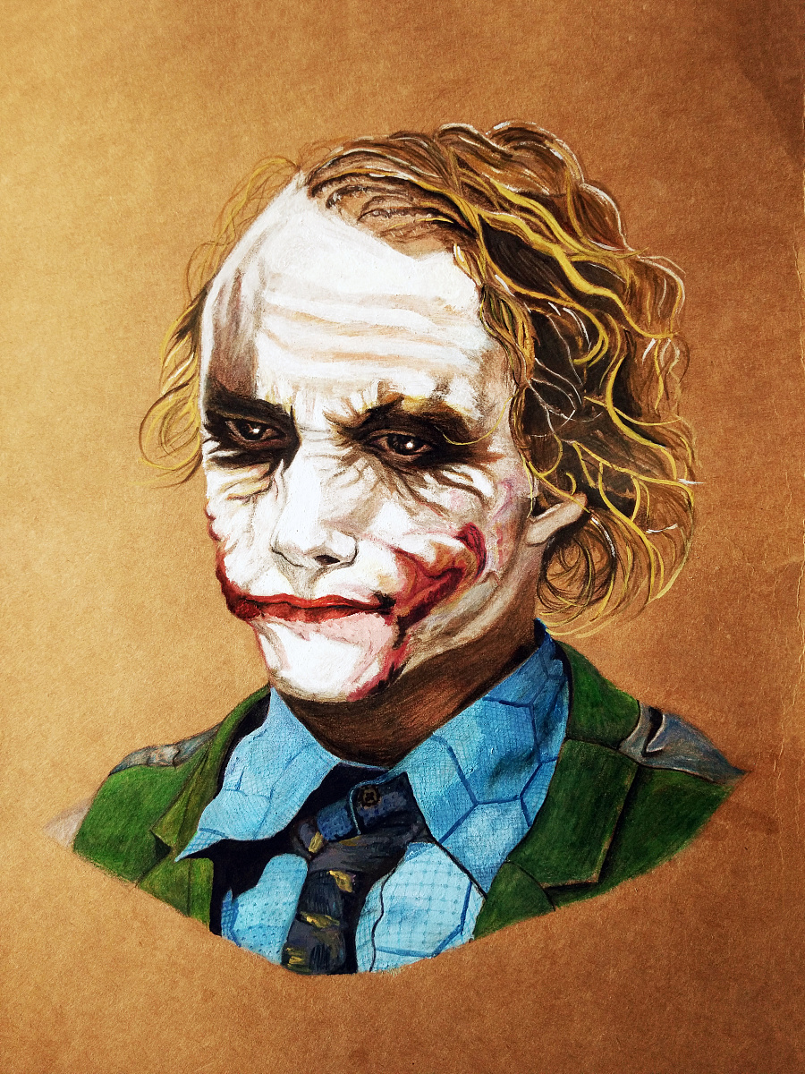 黑暗骑士中的小丑|绘画习作|插画|多面体吧 - 原