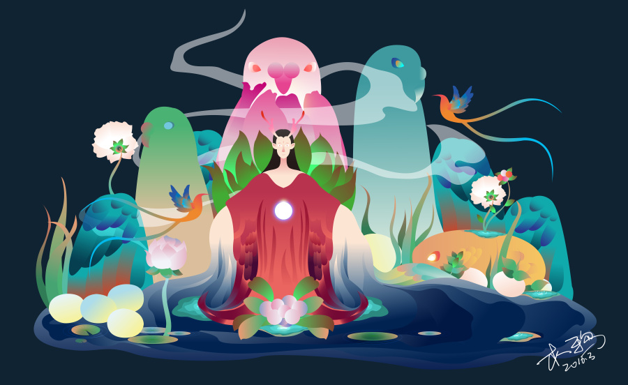 彩色绘-异界山神|其他绘画|插画|浪荡痞子 - 原创