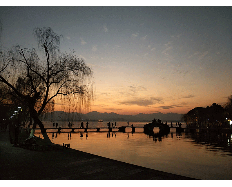 杭州西湖晚霞 夜景 手机拍摄