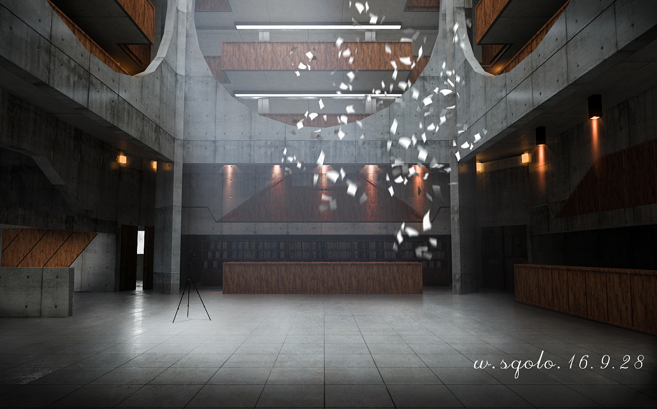 路易斯·康的作品埃克塞特图书馆临摹渲染|三维|建筑\/空间|W_sqolo - 原创作品 - 站酷 (ZCOOL)