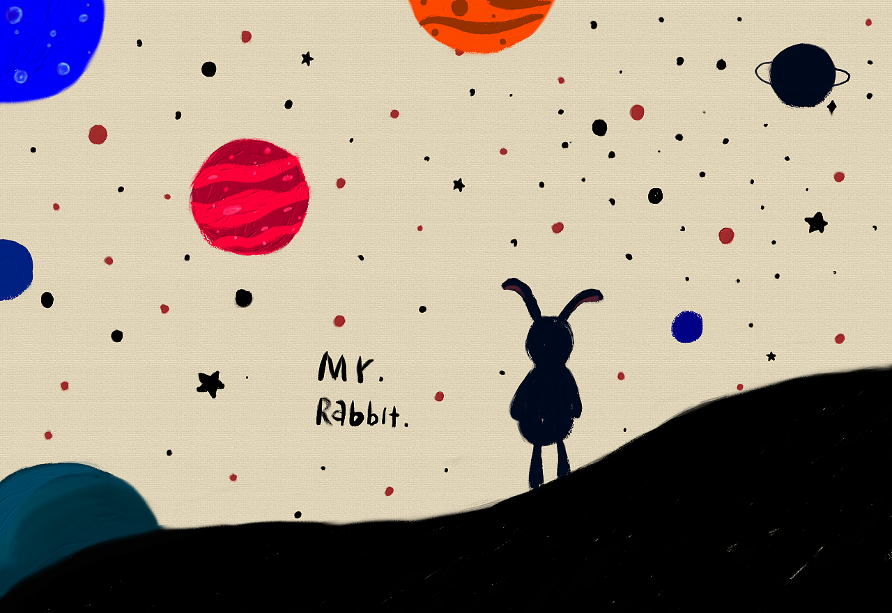 孤独的兔子|插画|插画习作|十斤小番茄 - 原创作品