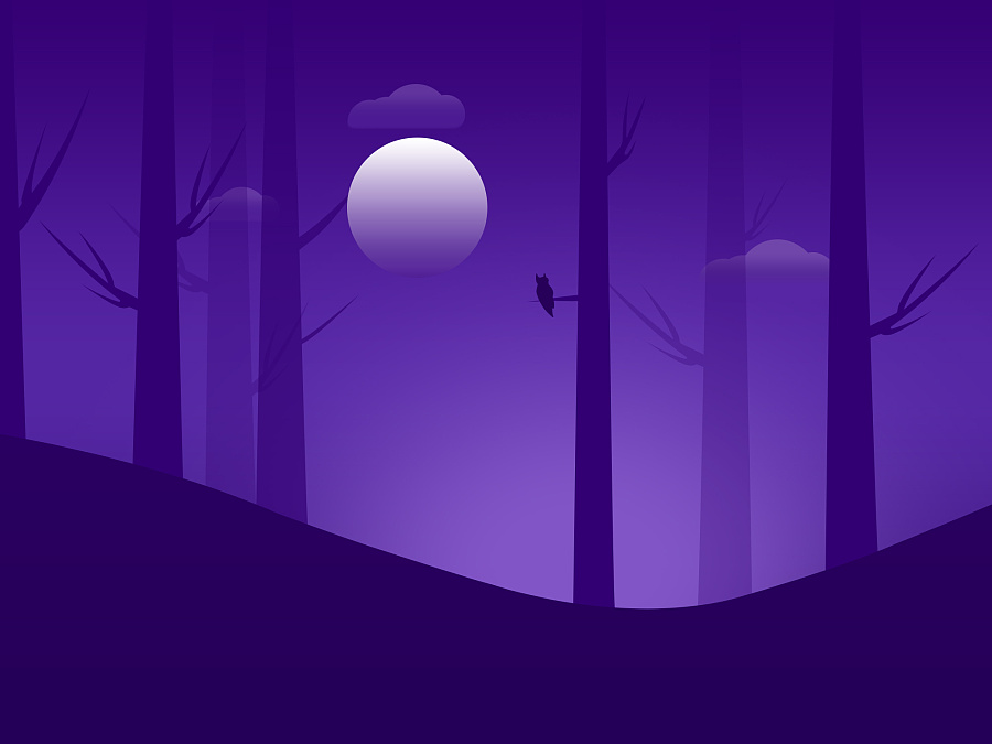 临摹-渐变插画麋鹿蓝紫色调插画步骤解析|商业