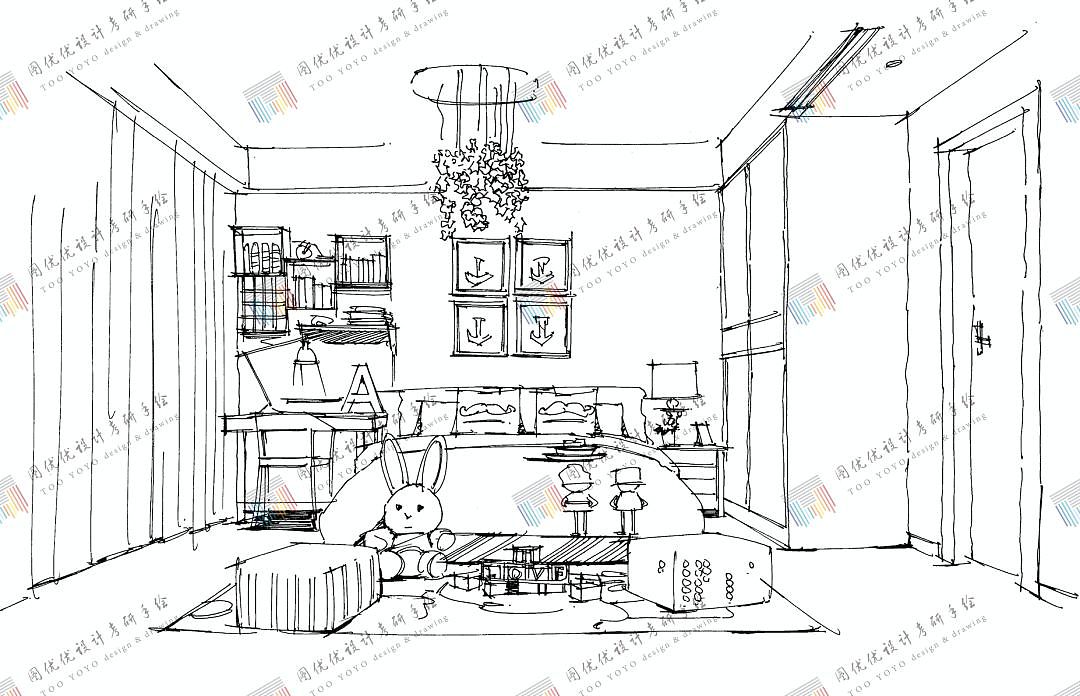 户型 户型图 简笔画 平面图 手绘 线稿 1080_696