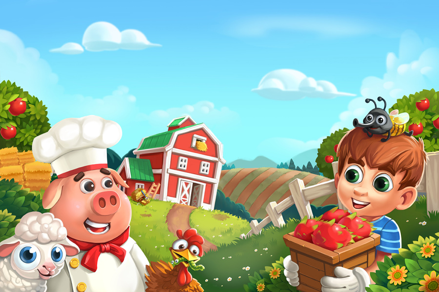 农场题材宣传图一张|游戏原画|插画|digua - 原创