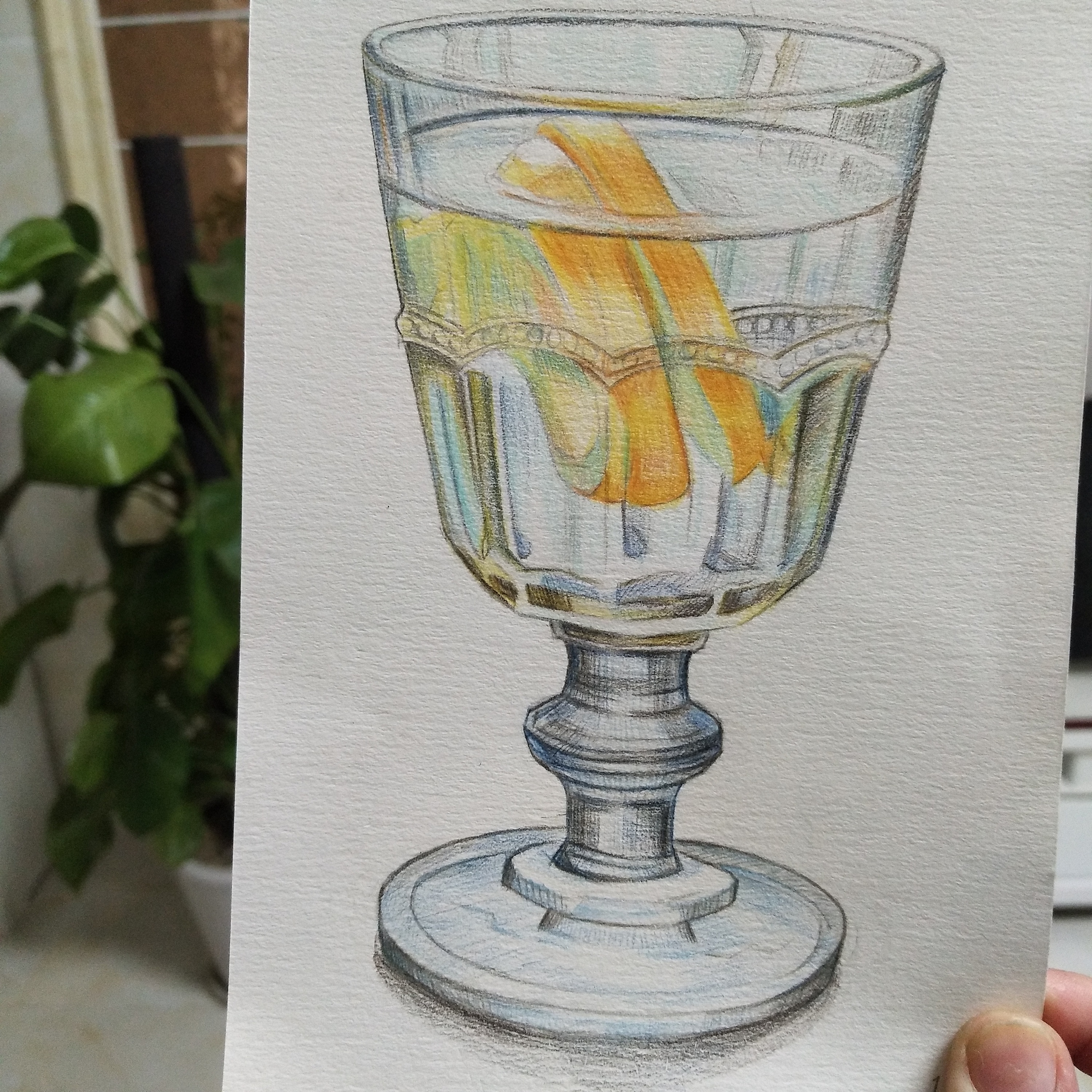 0130-彩铅-柠檬玻璃杯
