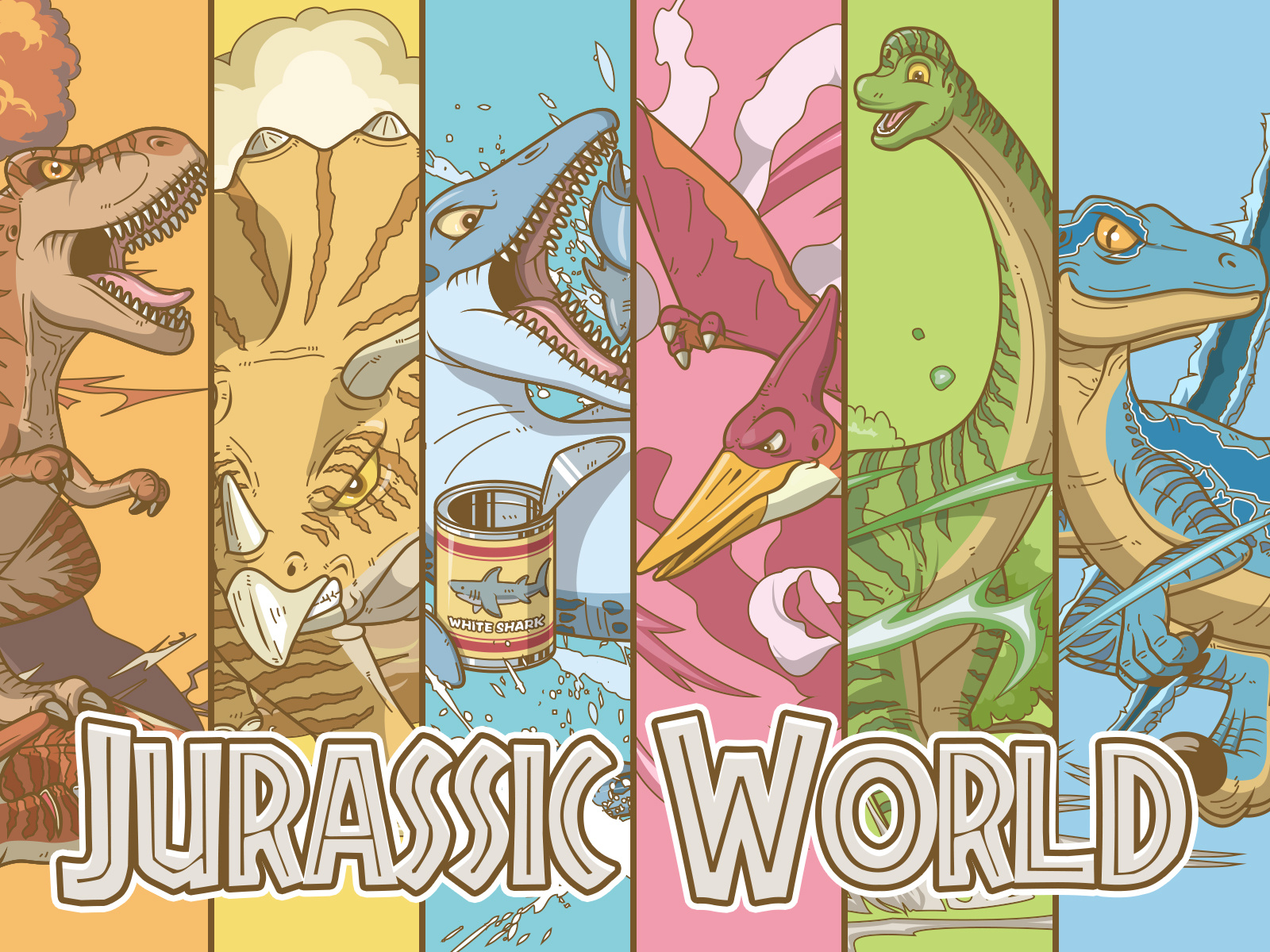 《侏罗纪世界》卡通插画