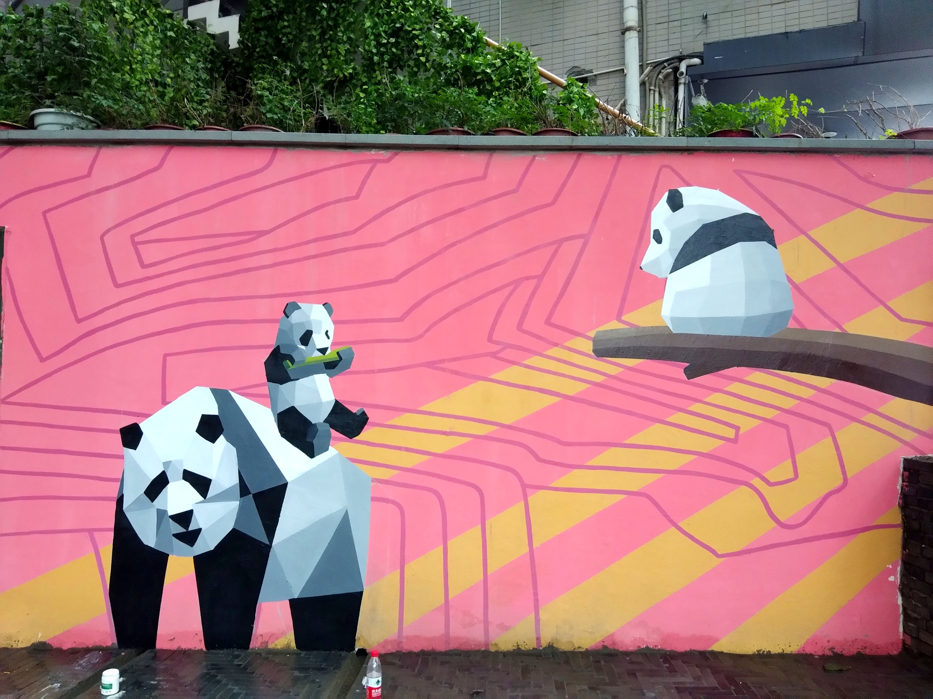 熊猫主题墙绘|纯艺术|其他艺创|墙体彩绘设计 原创作品 站酷