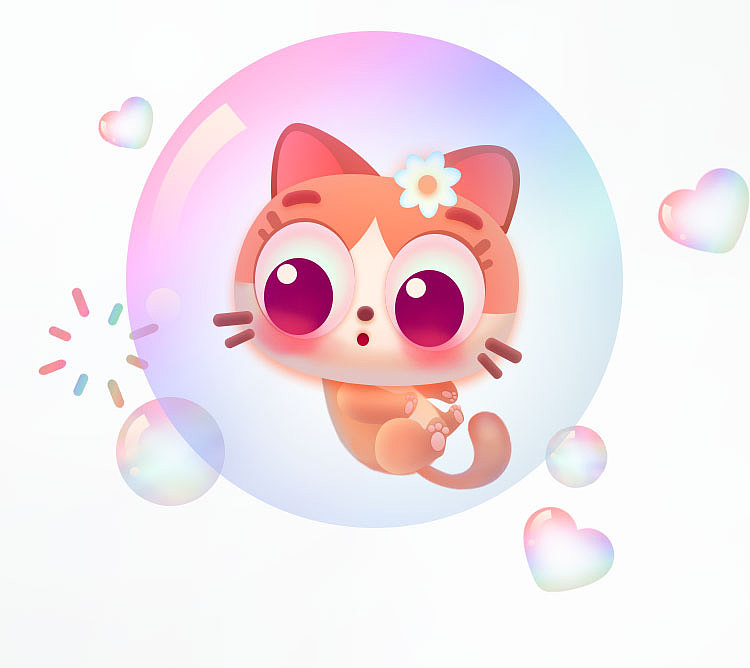 路径画的一直q版大眼儿橘猫,喜欢大眼儿哈哈,在泡泡里是不是很萌