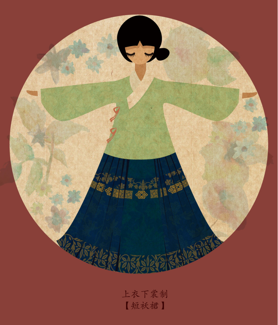 白纱裙和黑斗篷穿汉服过春节|绘画习作|插画|白