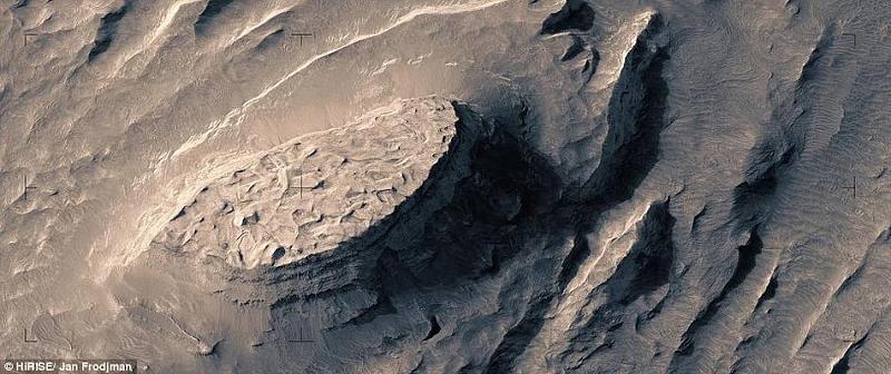 火星地表的山丘和峡谷