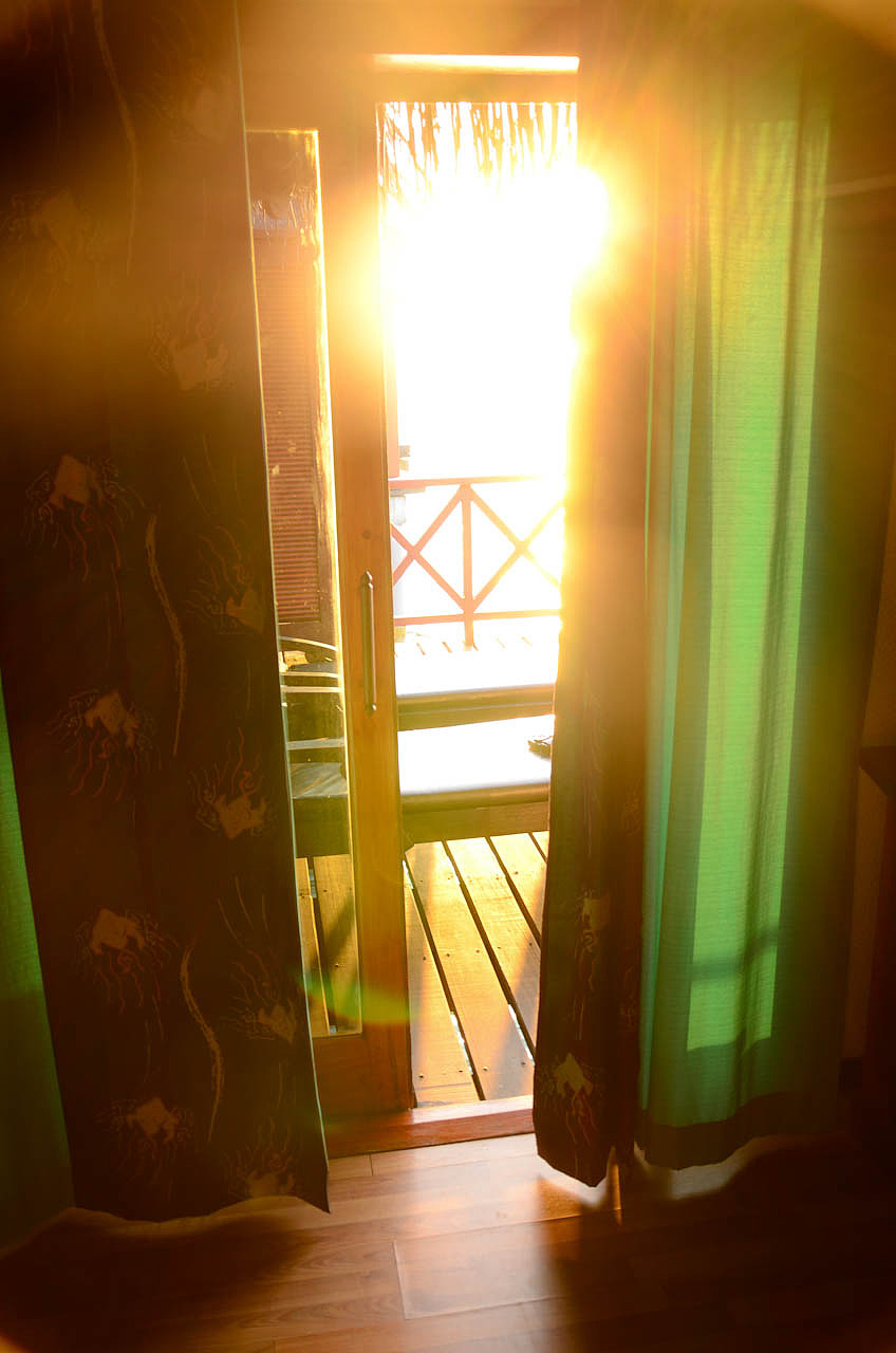 清晨的阳光洒进屋里,让人更困了.