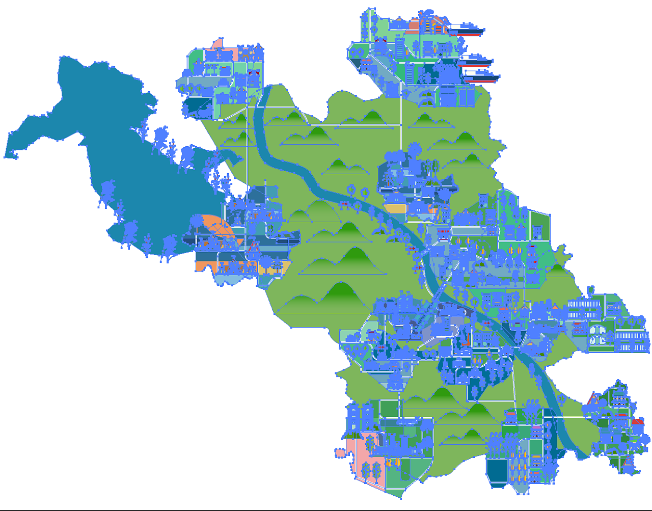 松原城市区域矢量地图图片