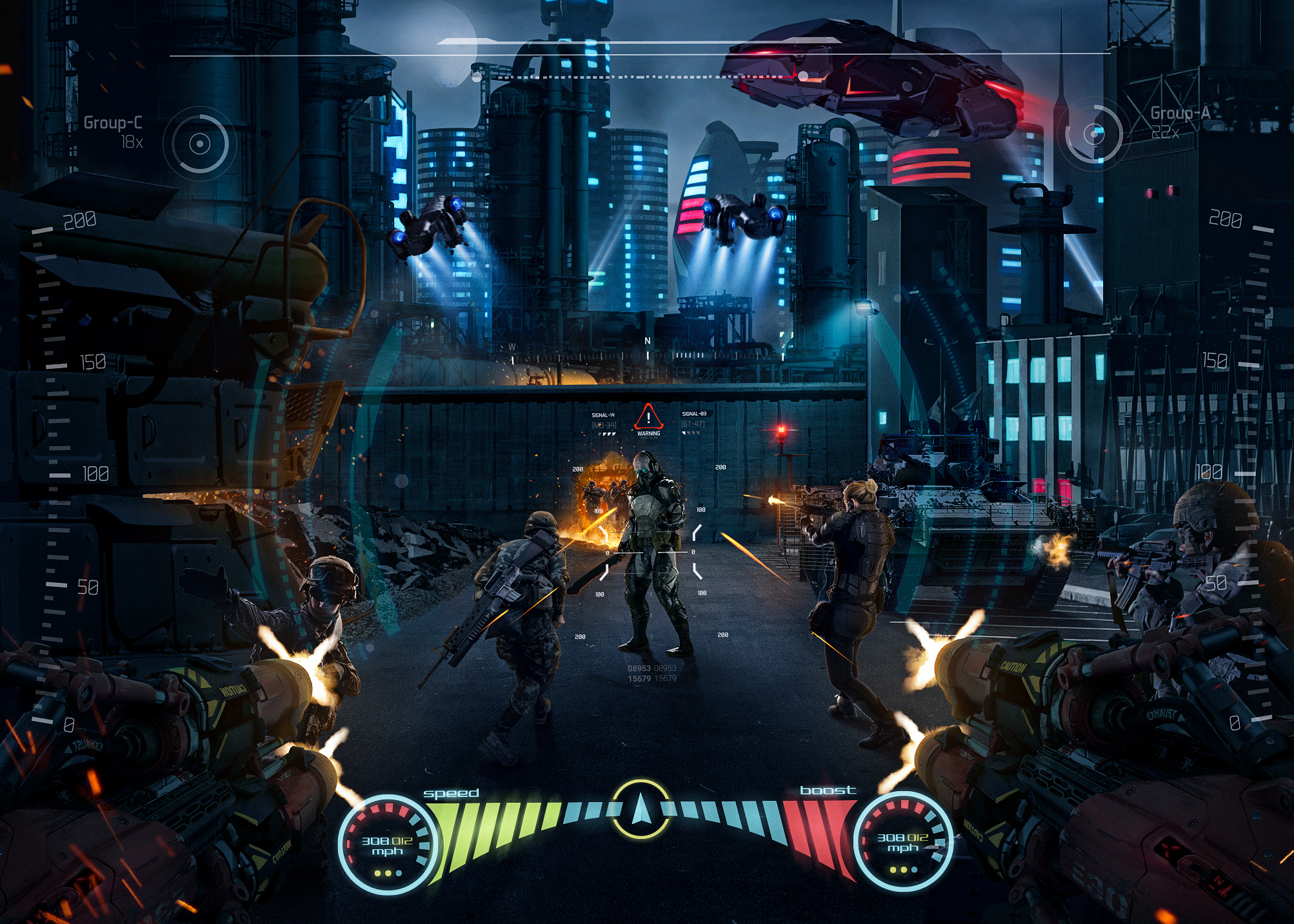 科幻赛博朋克场景合成