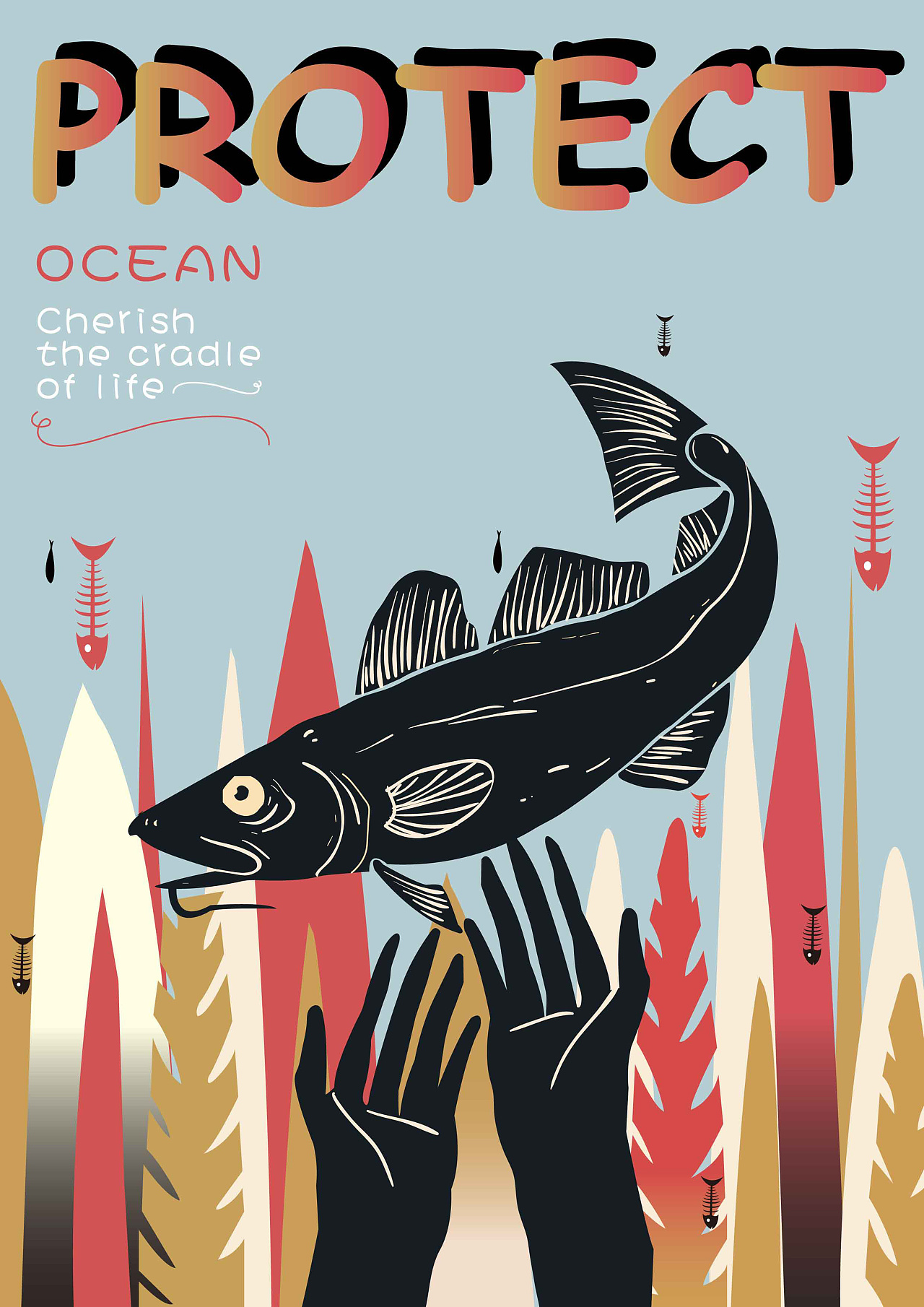 保护海洋|平面|海报|画画的方块 - 原创作品 - 站酷