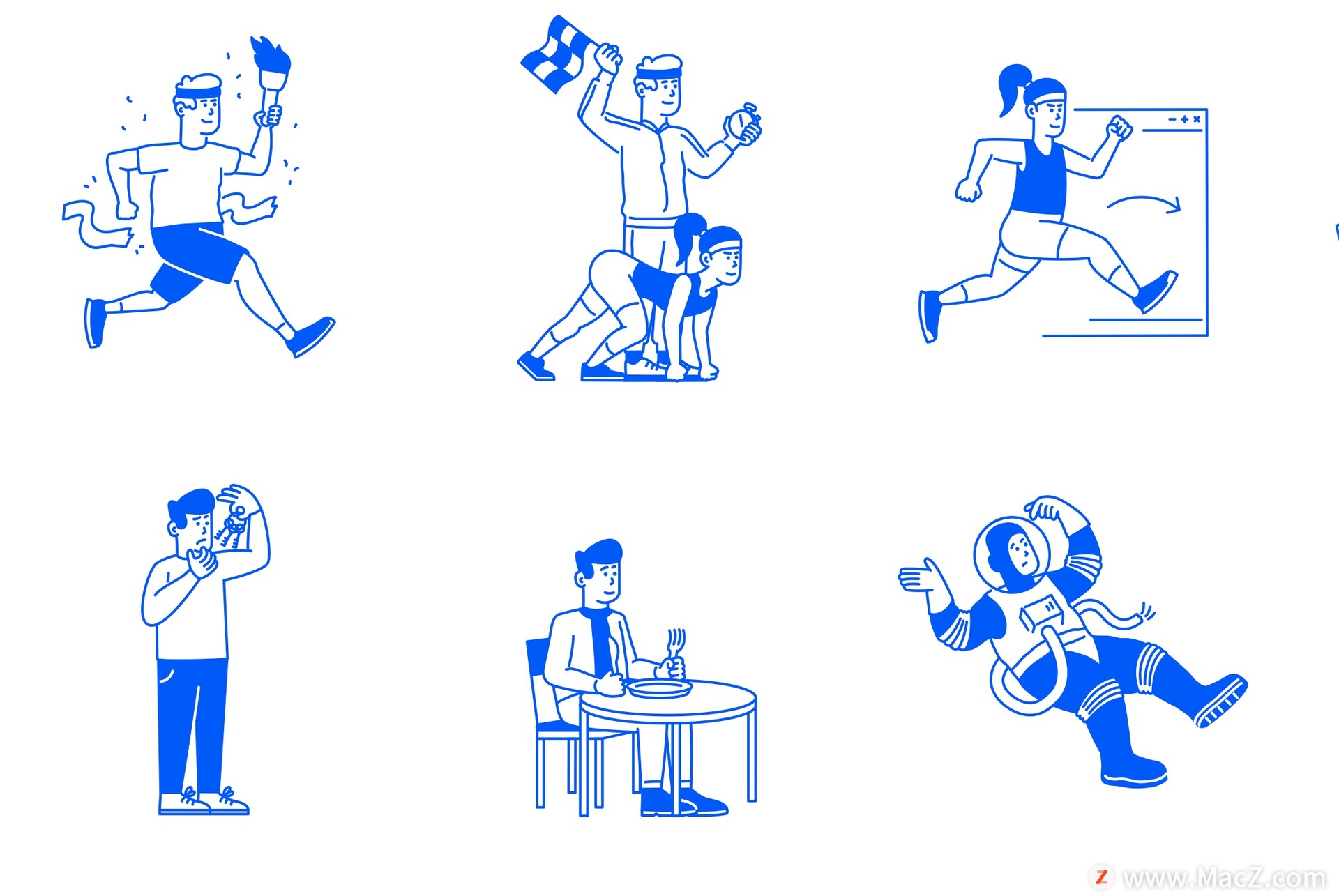 30幅乐队工人运动不同职业矢量人物插图包