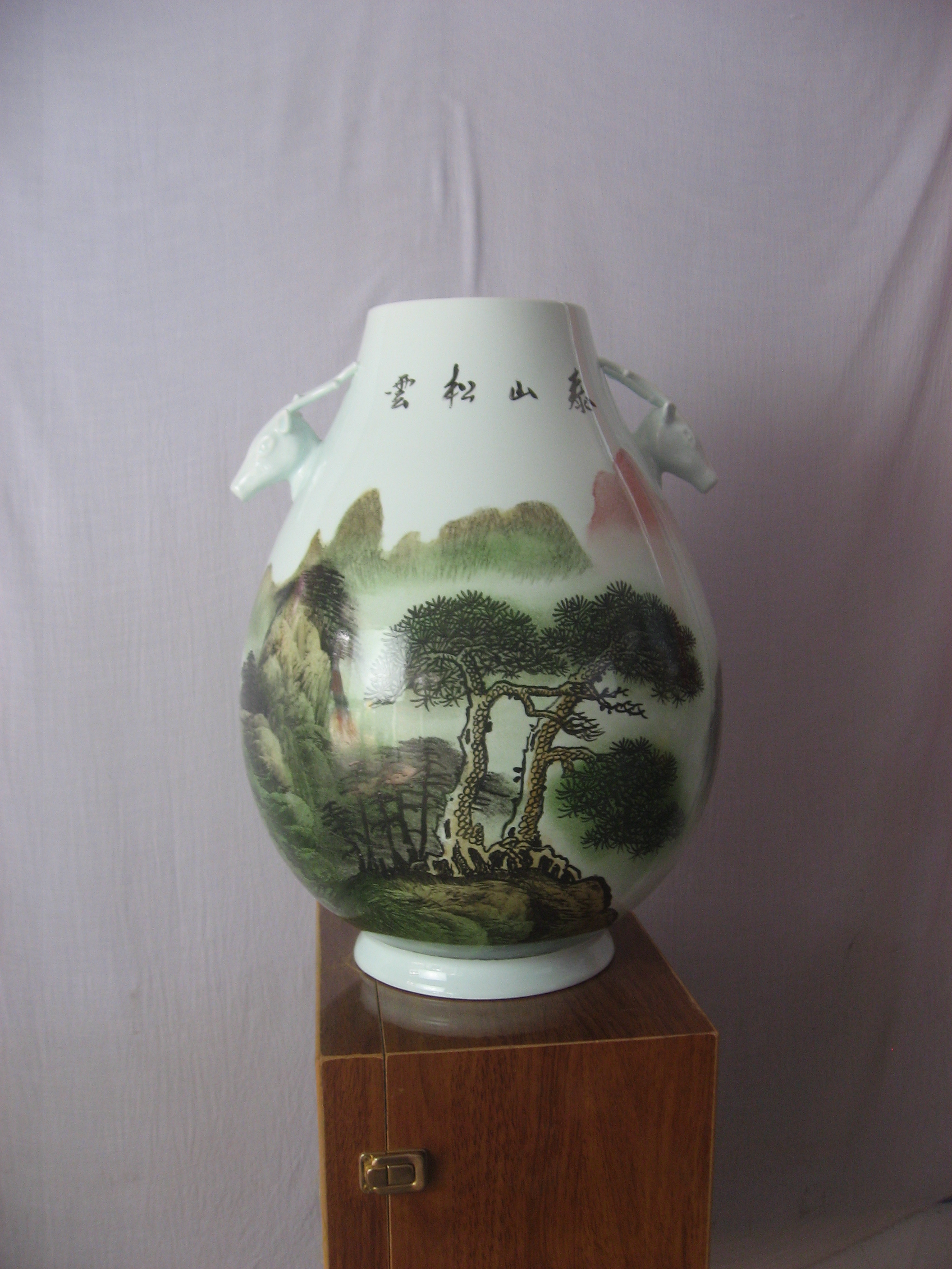 当代国瓷-鲁青瓷-手绘国画瓷器,盘画,瓶画|纯艺术||叶图片