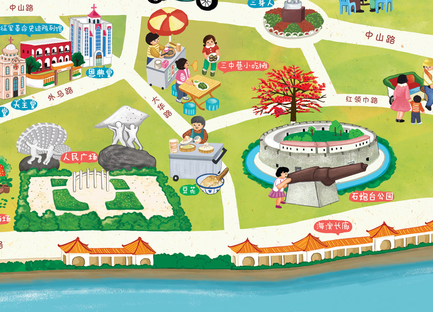 汕头国际大酒店手绘地图|商业插画|插画|跳叫板