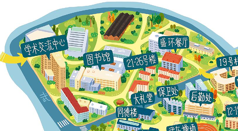 绘制的上海高校手绘地图 分别是上海财经大学和上海海事大学临港校区图片
