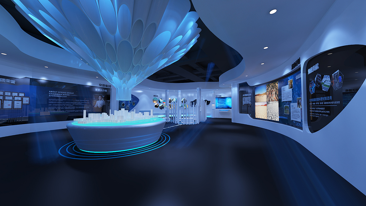 科技未来企业文化展厅公司展厅3d效果图设计
