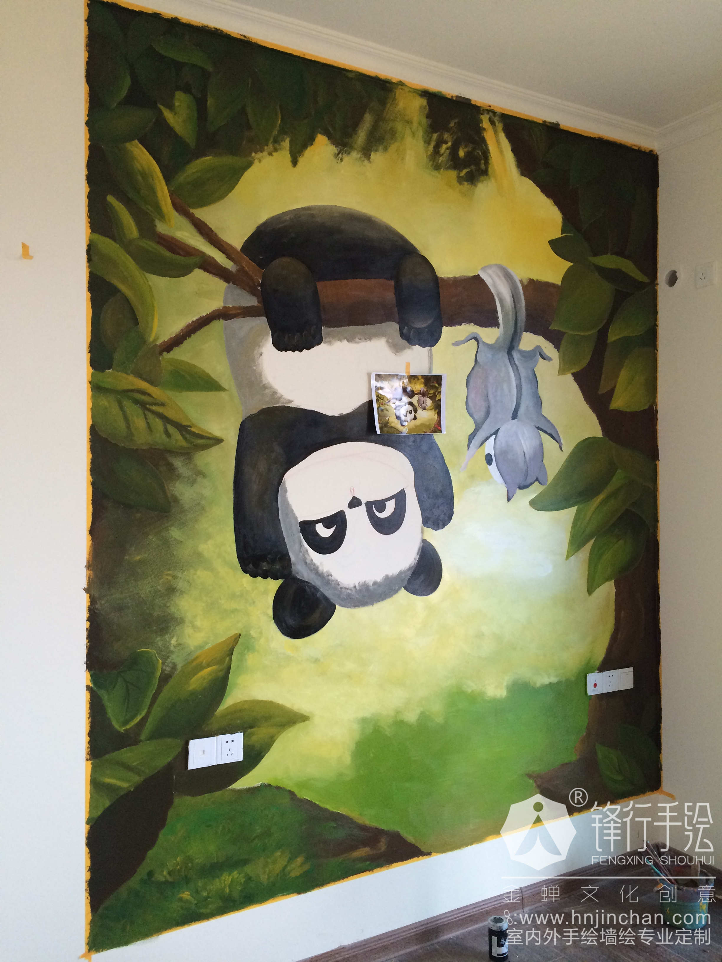主题儿童房 小熊猫 怀化锋行手绘