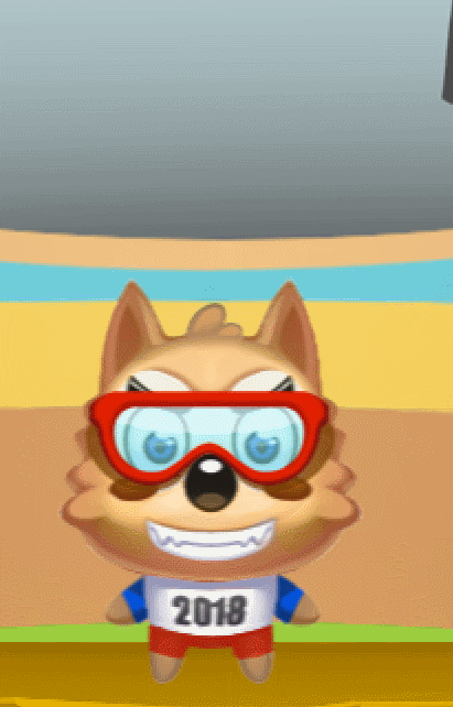 世界杯吉祥物跳跃效果展示,本想做一个踢球的效果,但起跳和落地总共才