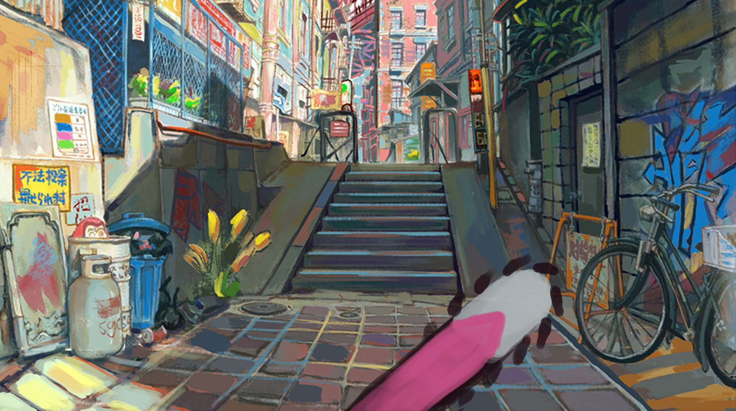朋克反射游戏场景,该场景属于现代街头涂鸦的场景