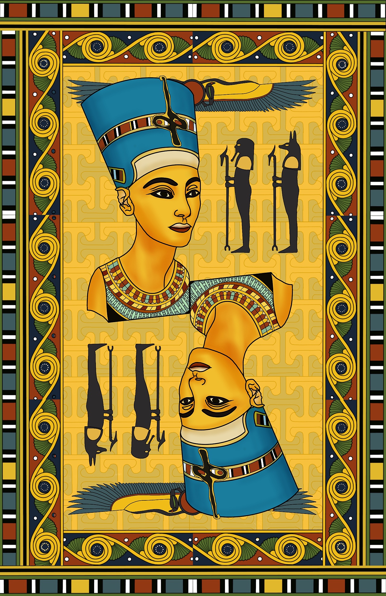 古埃及文明扑克牌98|插画|艺术插画|惠子吖 原创作品 站酷
