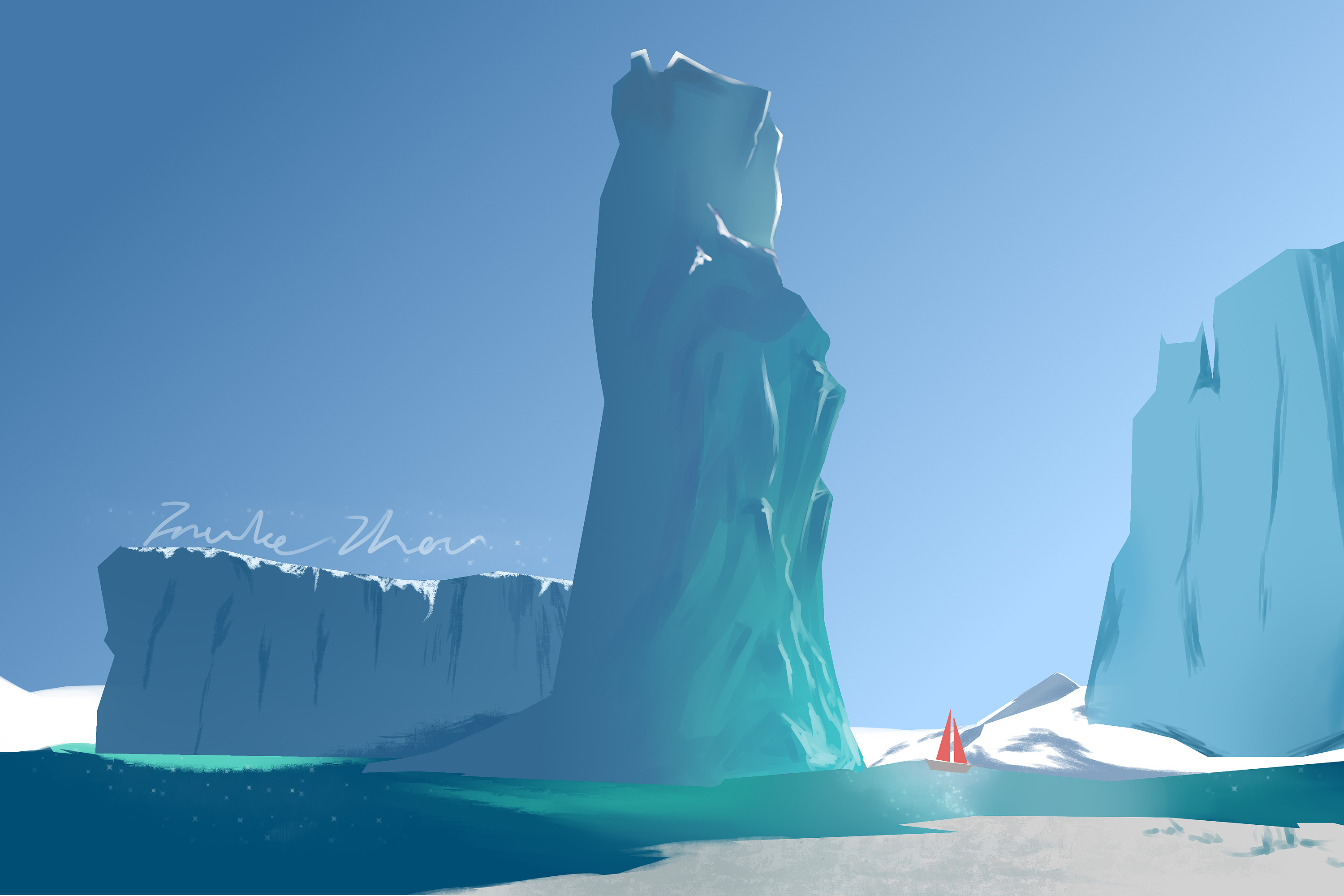 速涂场景-冰川|插画|创作习作|frankie_zhou - 原创