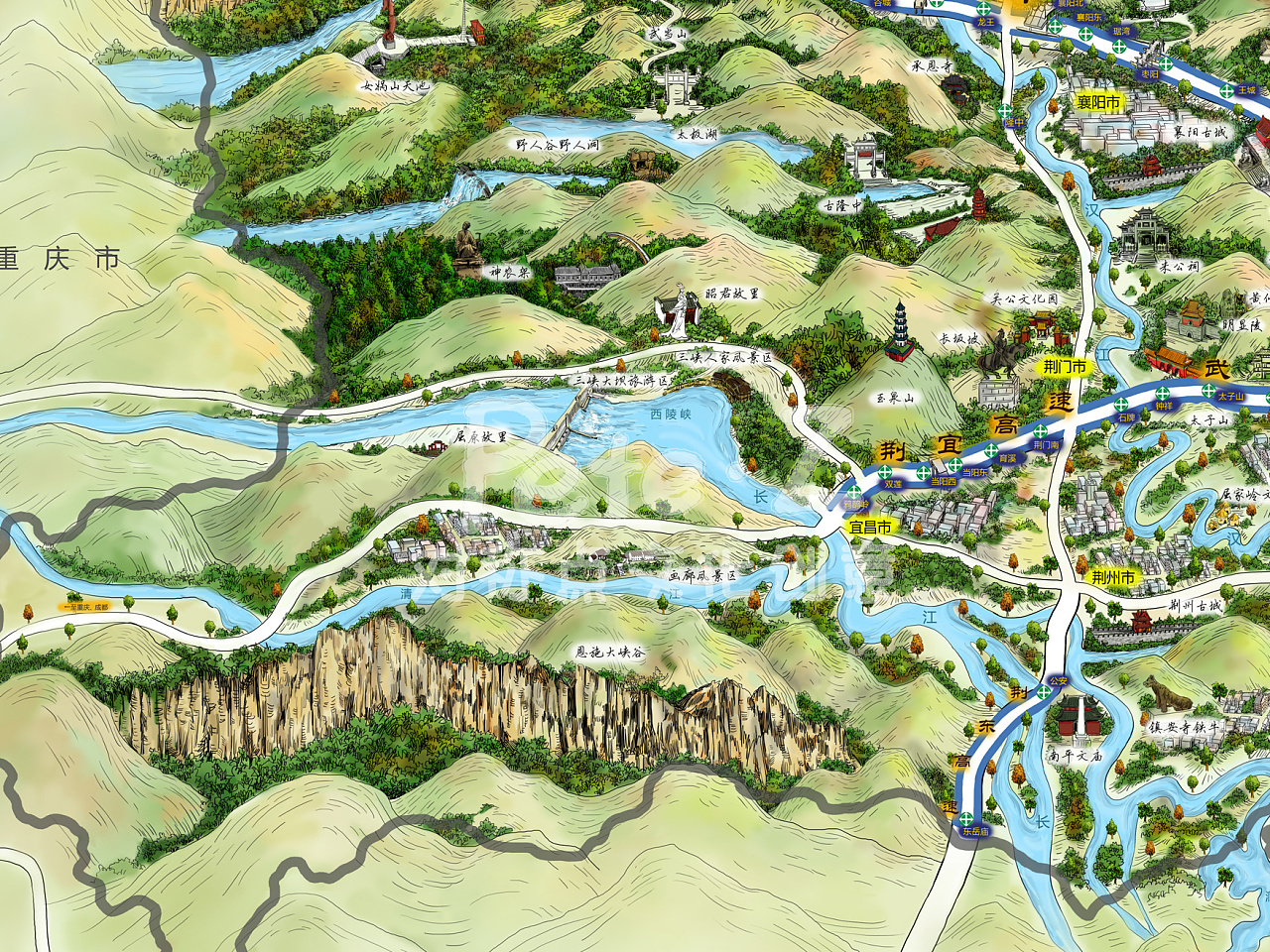中国第一份高速公路手绘地图--手绘千里汉十|插画|商业插画|PeteZheng - 原创作品 - 站酷 (ZCOOL)