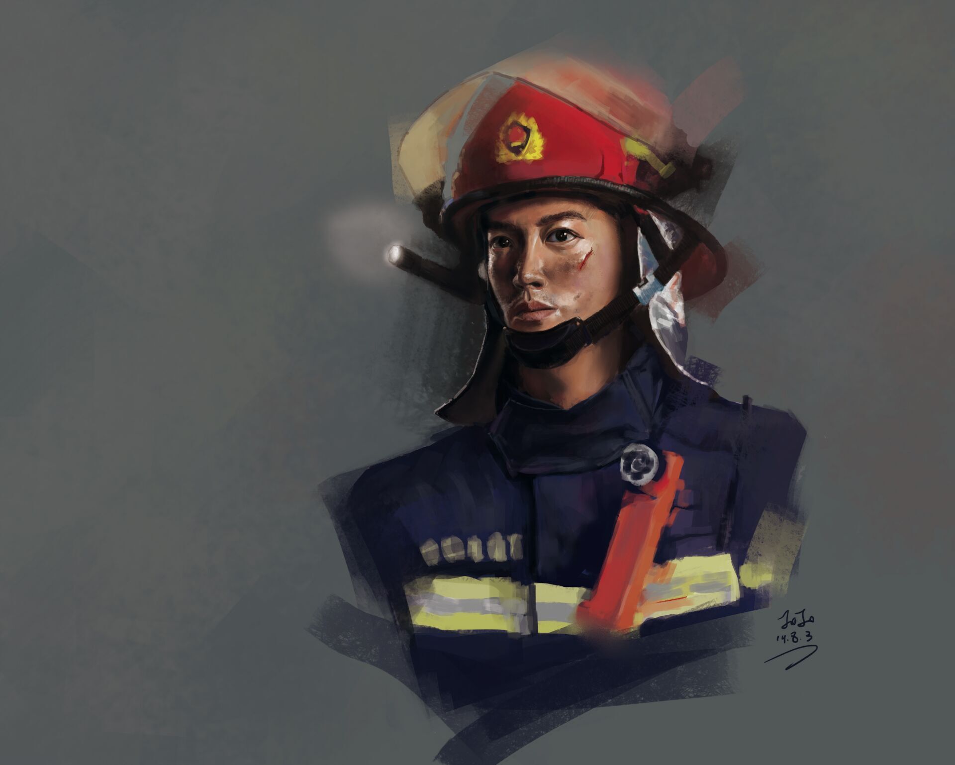 烈火英雄画个消防员