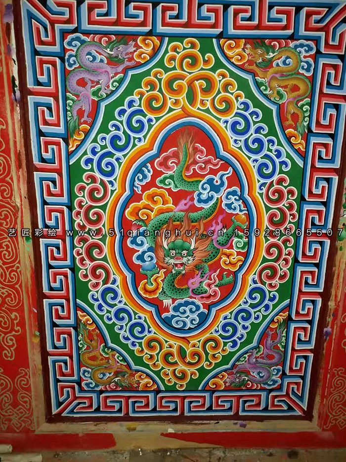 西藏藏式少数民族彩绘实例作品欣赏|纯艺术|绘画|艺匠