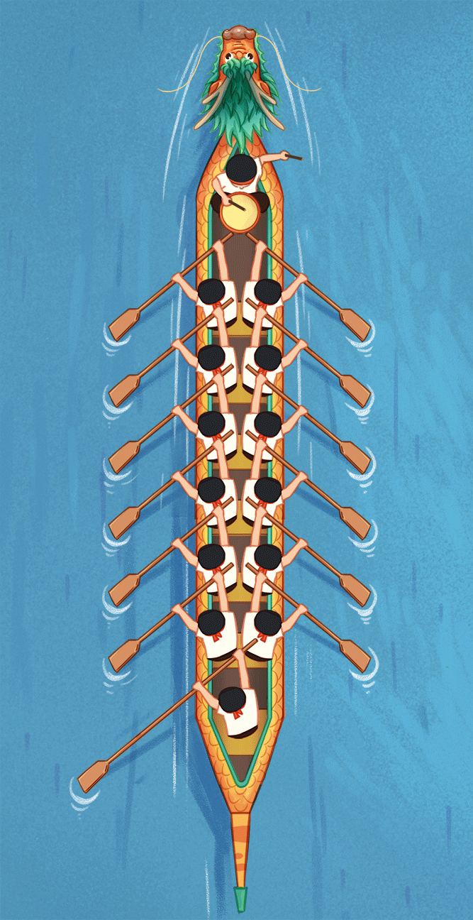 划龙舟|插画|商业插画|可爱到爆的棉花糖 - 原创作品